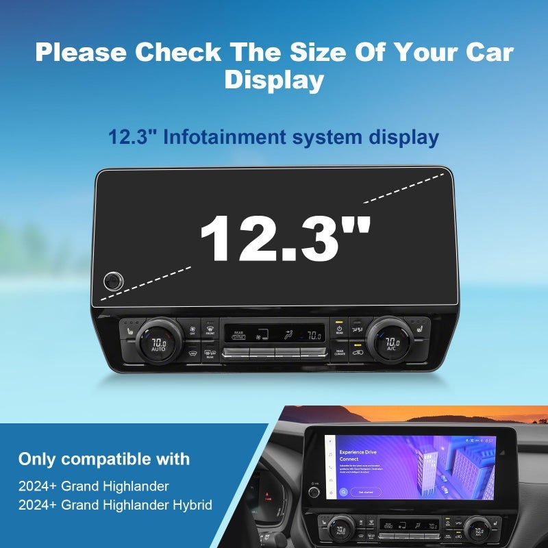 Coleya (2pcs) 2024 2025 Grand Highlander Screen Protector for Grand Highlander (XLE/Limited/Platinum/Max Limited/Max Platinum) 12.3In Touchscreen, 2024 2025 Grand Highlander Hybrid Accessories 12.3" - Image 2